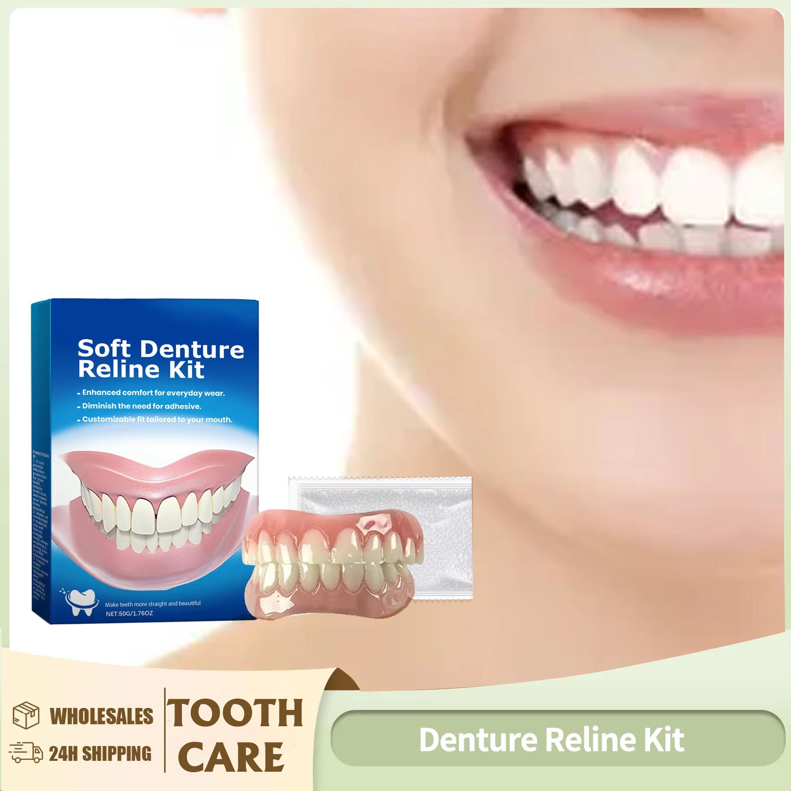 Teeth Whitening Kit - 義歯リラインキット シリコンライナー ソフト義歯矯正器具 シリコンホワイトニング歯カバー 歯矯正器具 快適な歯