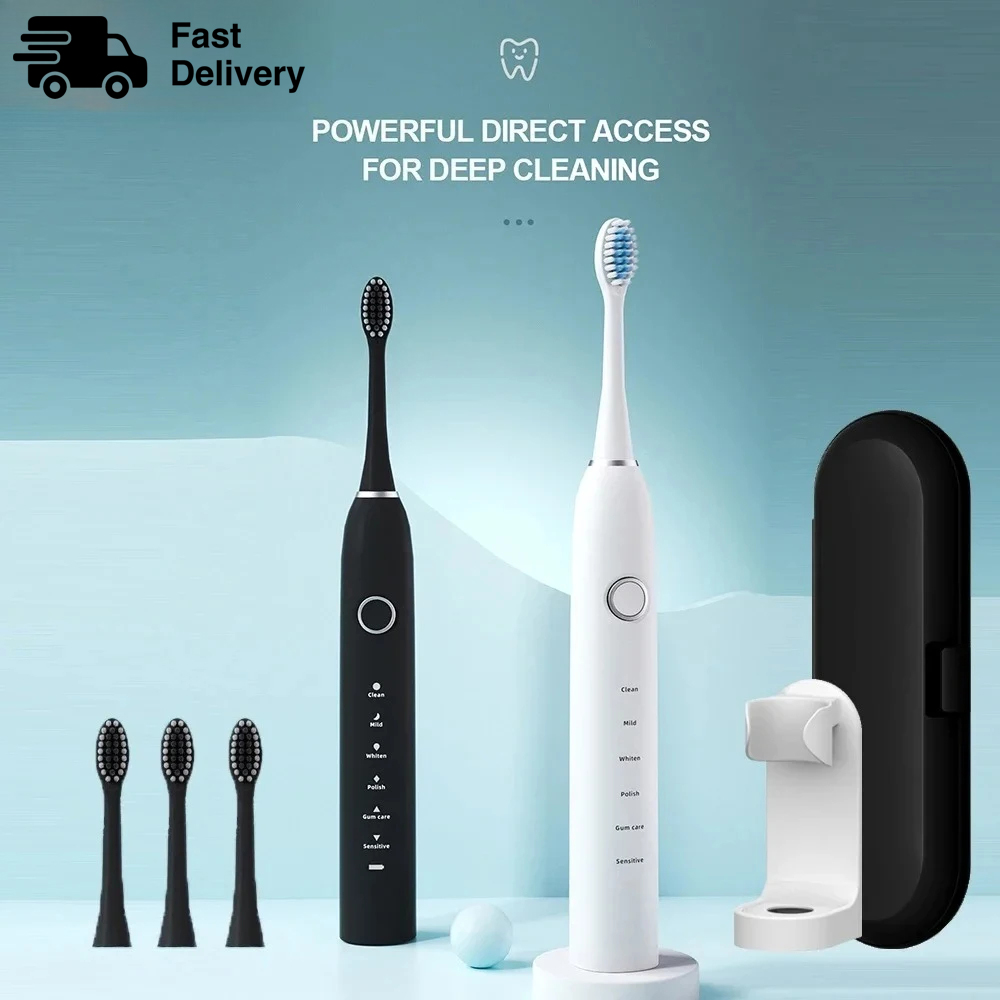 Teeth Whitening Kit - KLXKLX ソニック電動歯ブラシ IPX7 充電式スマート超音波歯ホワイトニング歯ブラシ 6モードタイマー歯ブラシキット 新品