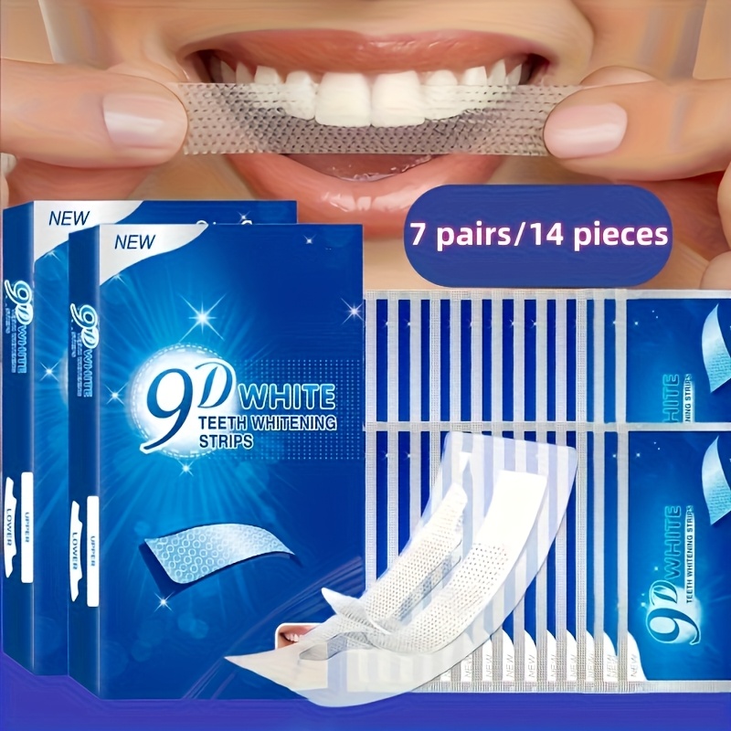Teeth Whitening Near Me - 1箱（14枚入り）9D歯のホワイトニングジェルストリップ、ディープクリーニング、知覚過敏の歯や歯茎にも、簡単に貼れる、毎日の使用に適した歯のホワイトニング剤